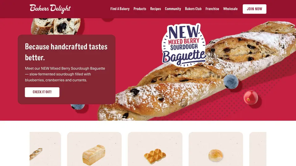The Bakers Delight website designed and developed by Virtual Innovation