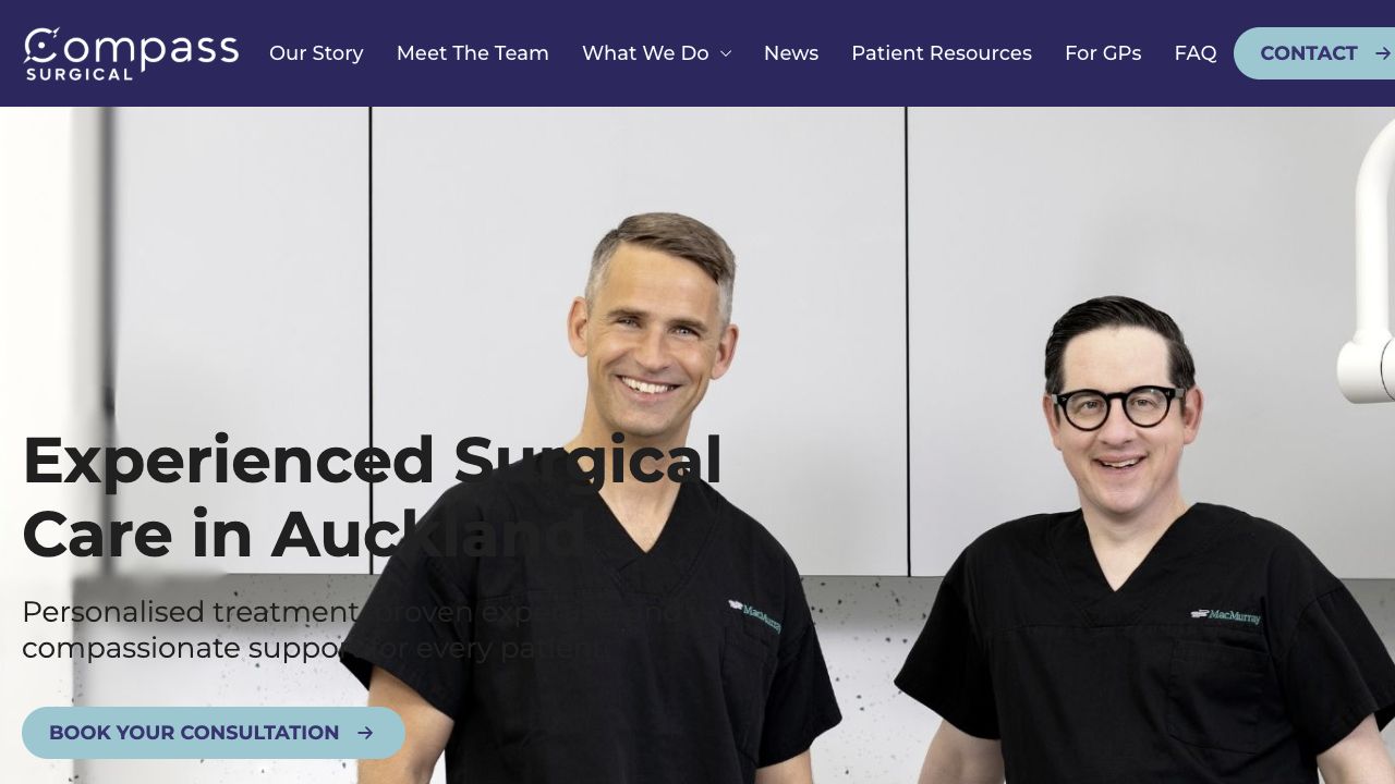 Compass Surgical website displayed on a computer