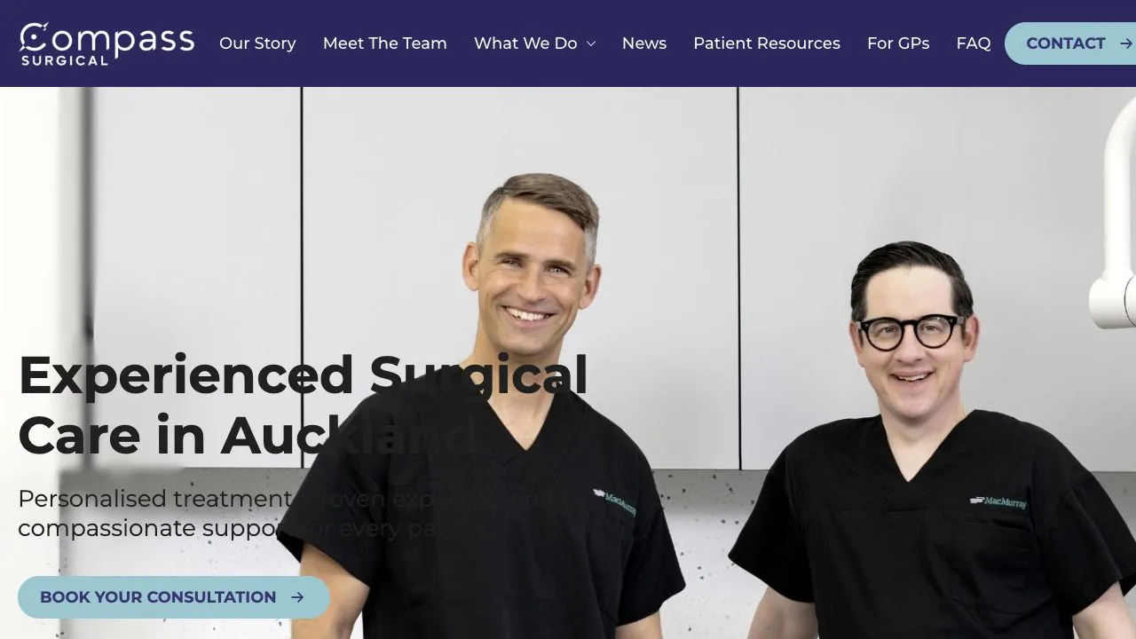 Compass Surgical Auckland surgeon website case study
