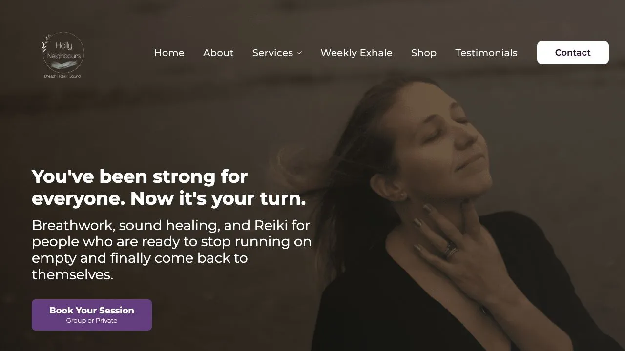 Holly Neighbours Wellness website, bookings and membership case study