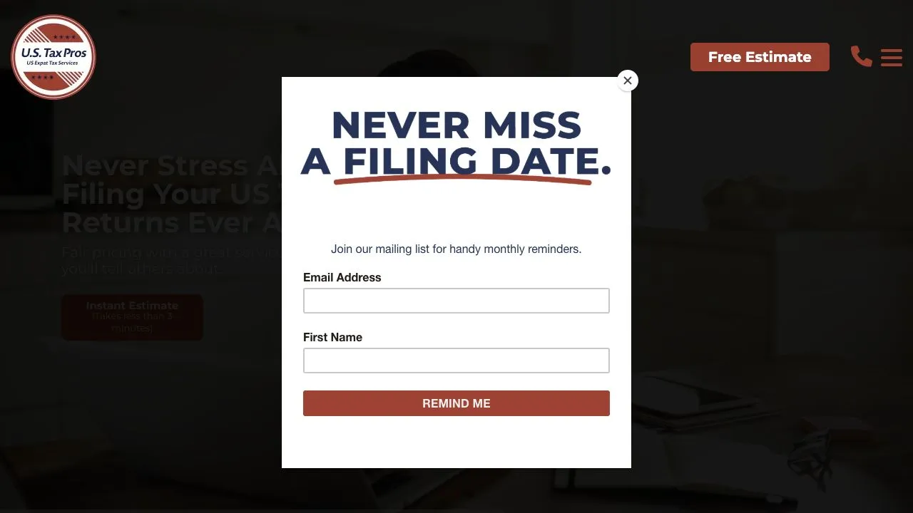 US Tax Pros Specialist accountant website and CRM case study
