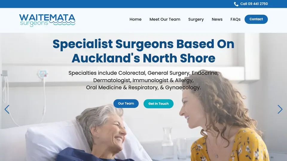 The Waitemata Surgeons healthcare website designed by Virtual Innovation