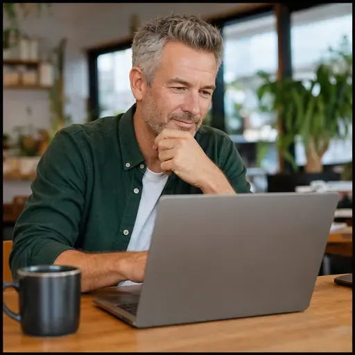 New Zealand business owner reviewing search results on a laptop