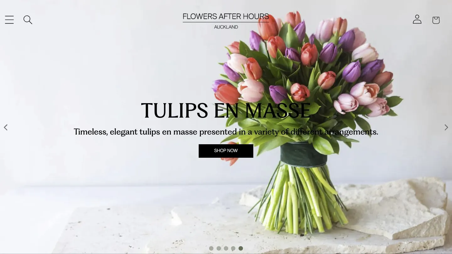 Flowers After Hours desktop website