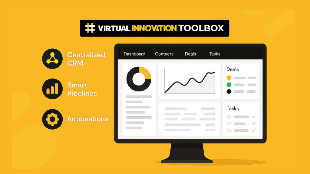 VI Toolbox dashboard showing website, CRM, automation, and booking integration for NZ service businesses.
