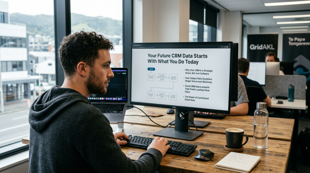 Custom CRM dashboard showing business data analytics for New Zealand service companies