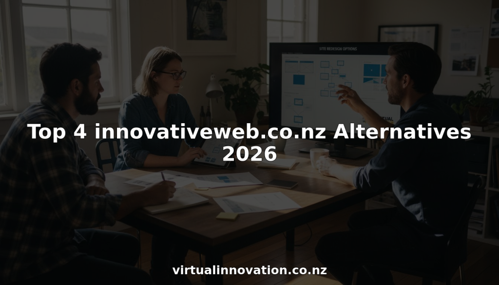 Web design team discussing site alternatives