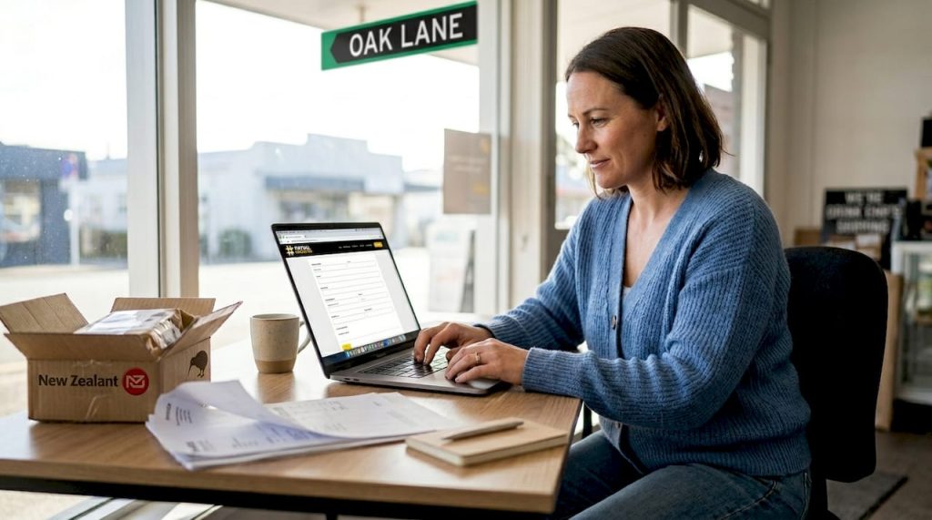 Small business owner using digital web form