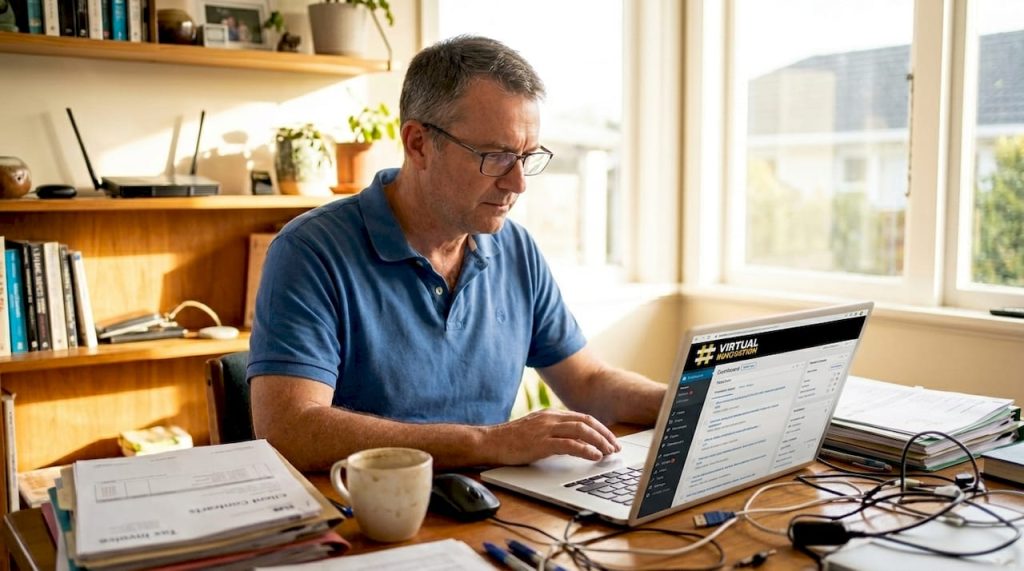 Business owner checking website hosting workspace