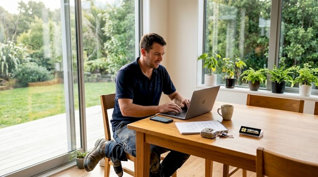 NZ tradie updating business website at home
