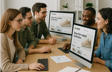 Virtual Innovation team of Shopify experts collaborating on eCommerce website design in Auckland