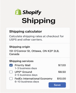 Shopify shipping calculator helping determine accurate shipping costs for global customers