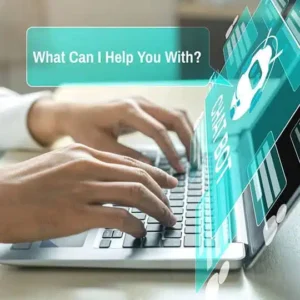 Example of AI technology for web design with chatbot integration on homepage