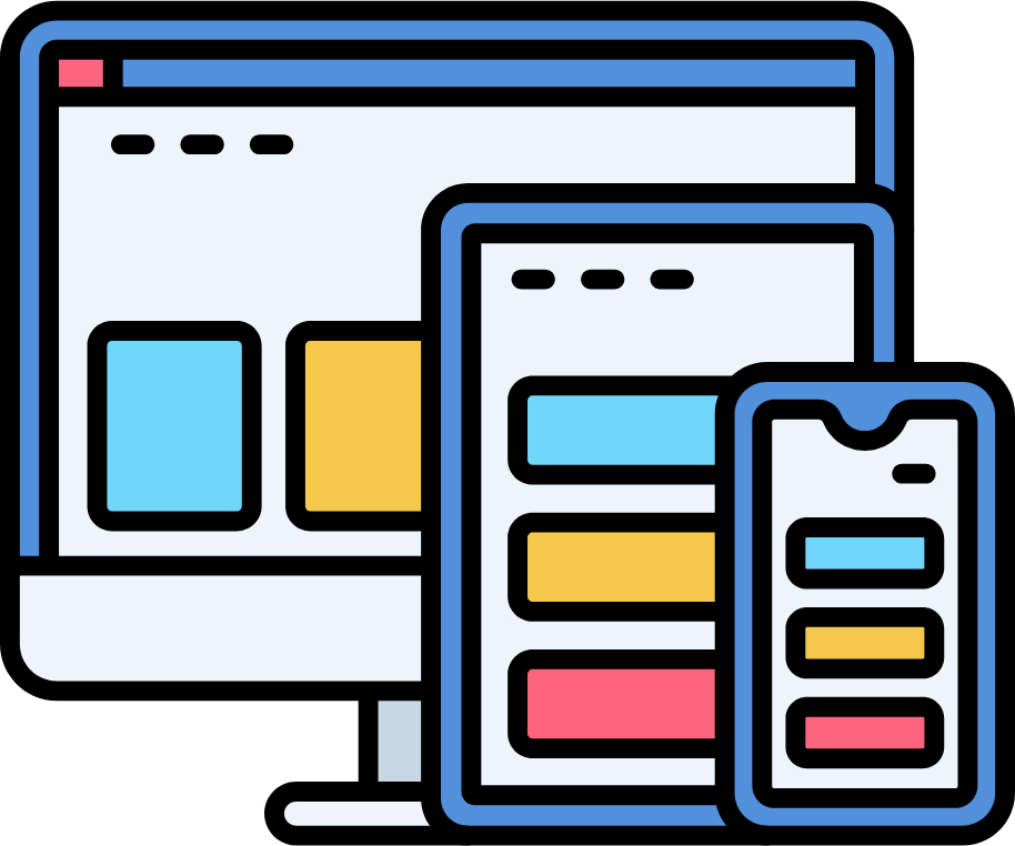Responsive website design example on mobile and desktop
