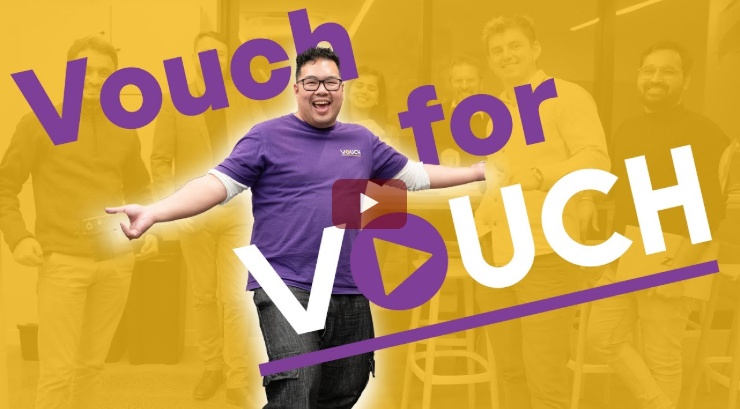 Client recording video testimonial using Vouch’s online platform