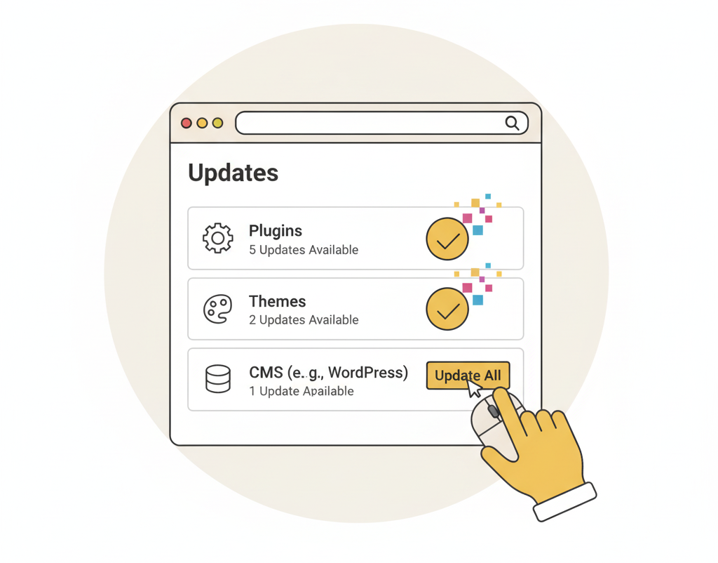 Web Design Image Running plugin and theme updates for a secure website spring clean