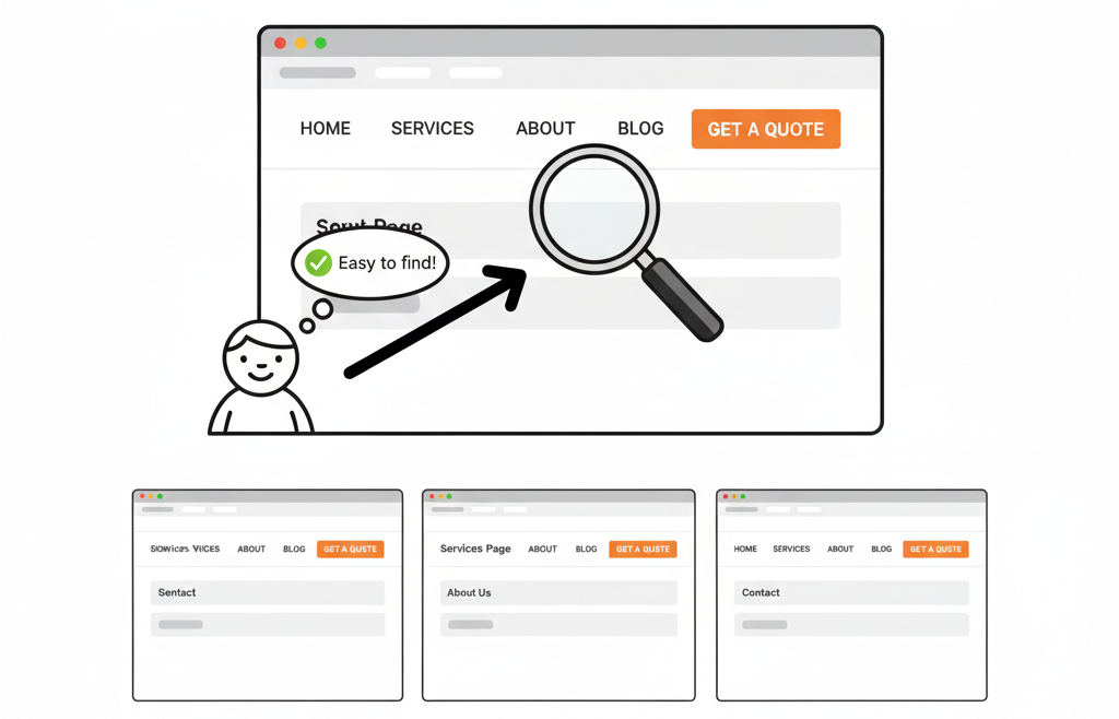 Web Design Image Website menu with clear call-to-action button like Get a Quote or Book a Consultation