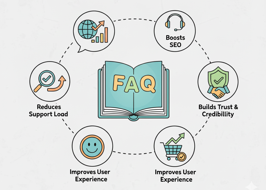 Example layout of an FAQ that Build Trust on a business website