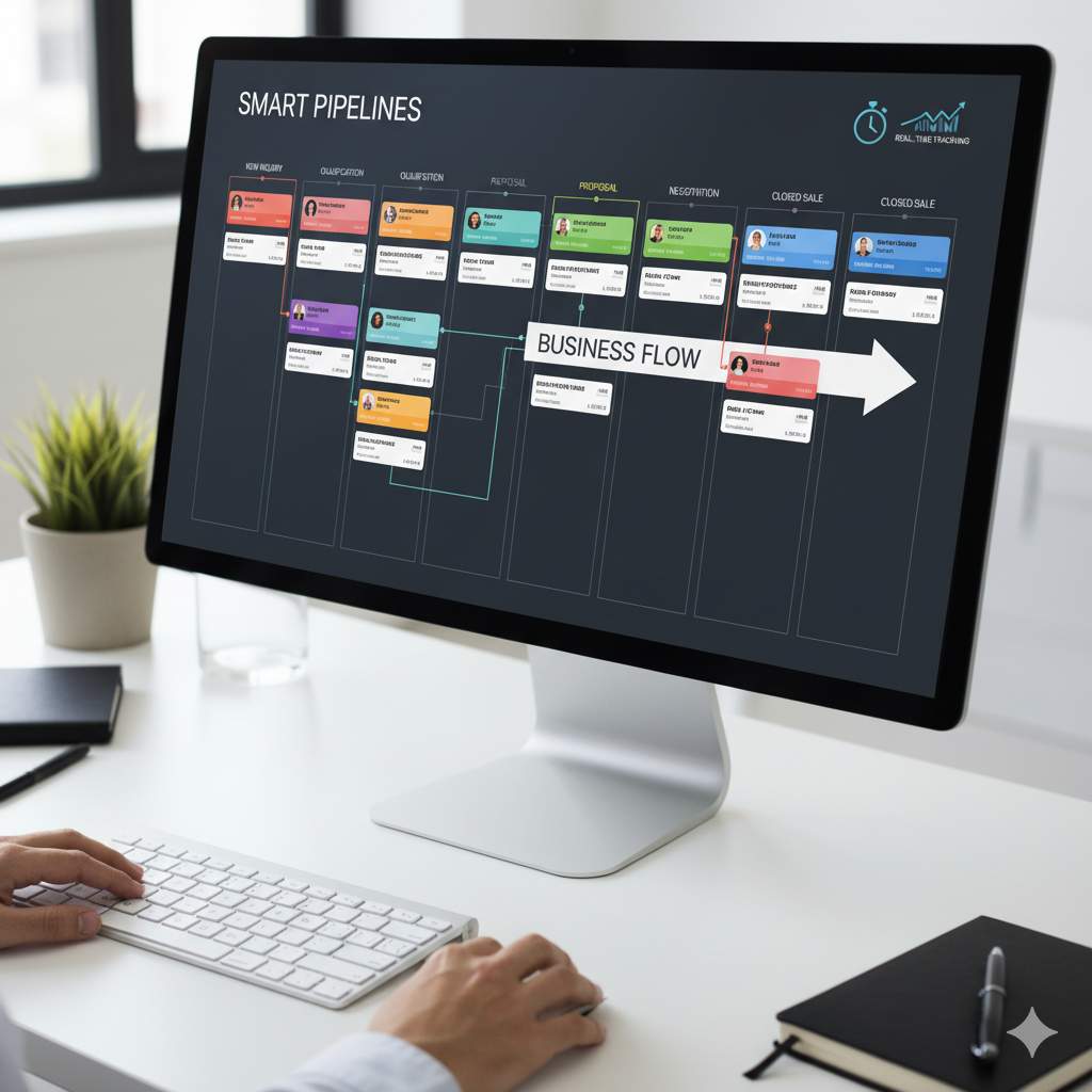Web Design Image Smart sales pipeline tracking opportunities from first message to closed sale