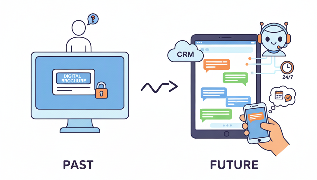 Web Design Image AI chat assistant on a modern website providing instant answers and CRM-connected support