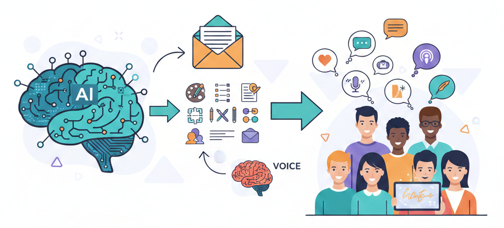 Web Design Image Email marketing 2026 highlighting AI as an assistant for subject lines, structure, and messaging without sounding robotic